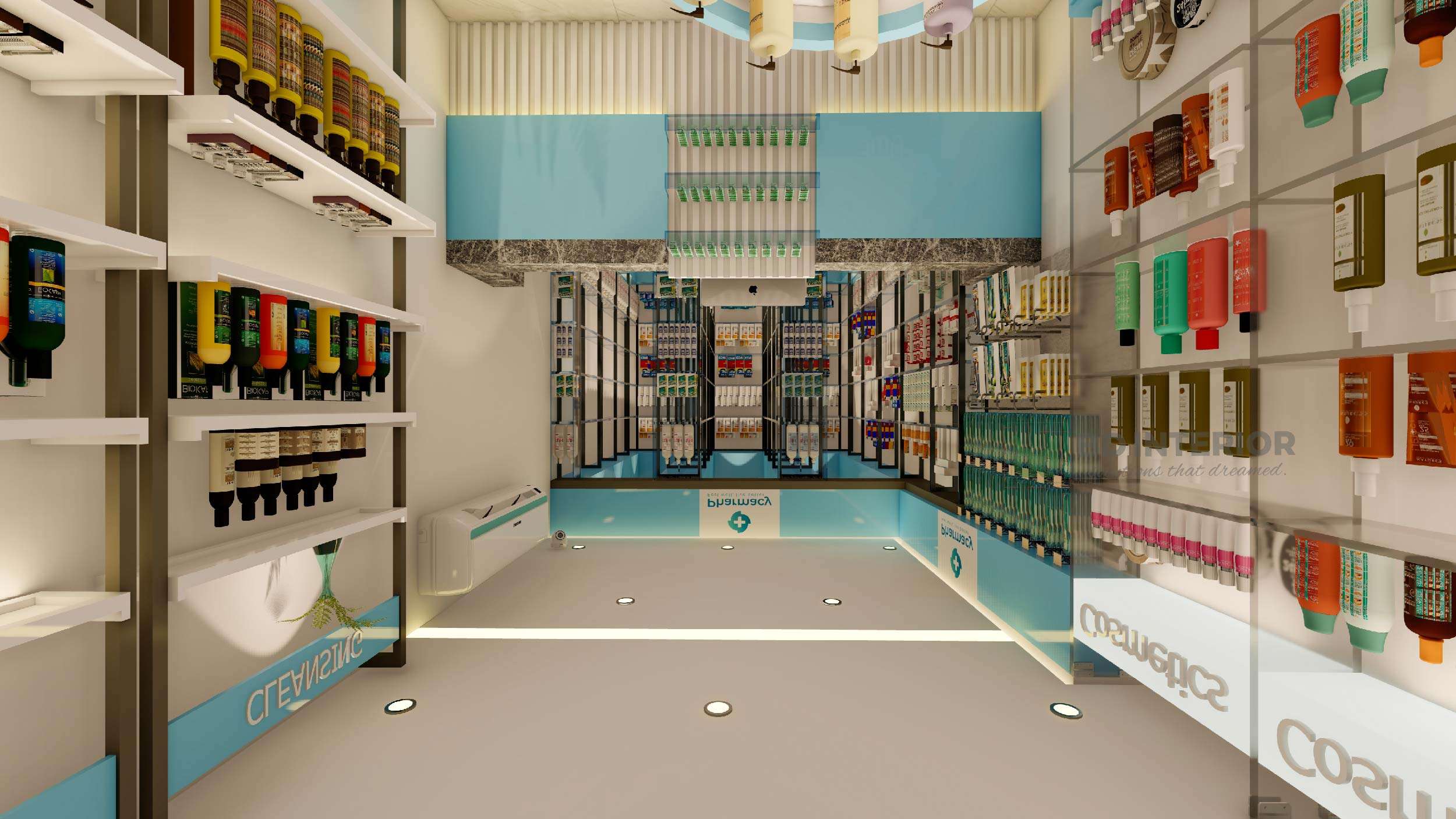 modern pharmacy shop interior design in bangladesh